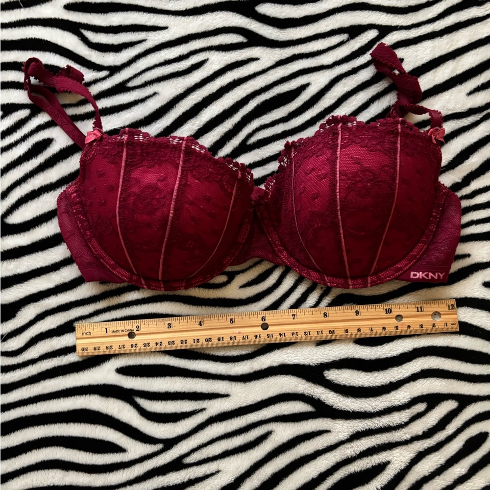 DKNY Red Lace Bra With Bows